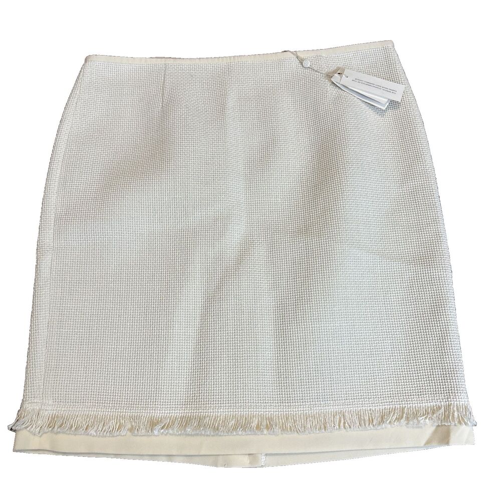 $149 NWT Tory Burch Fringe Bottom Pencil Skirt Cream Brand New 22141304
